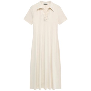 Mint Velvet Neutral Crochet Collar Midi Dress